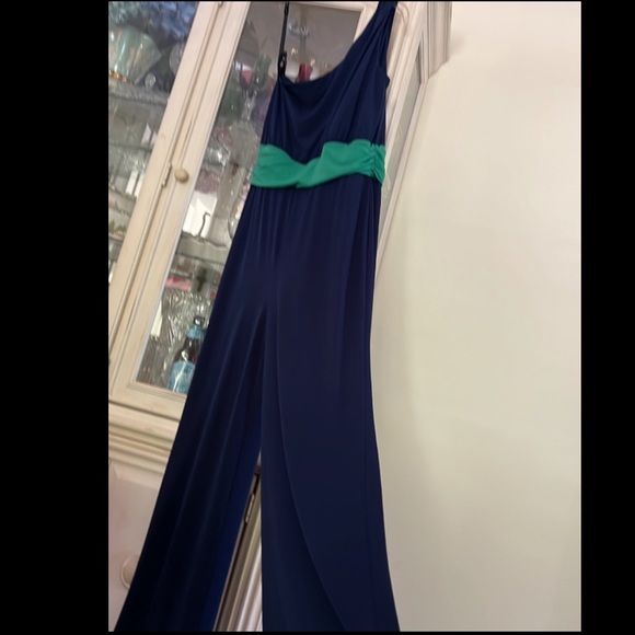 Velvet Torch One shoulder jumpsuit navy green Juniors size L - Picture 7 of 16